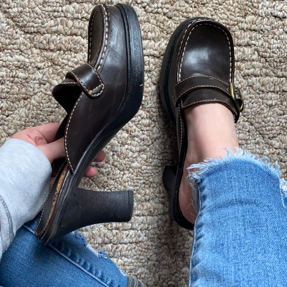 Vintage Y2K Chunky Heels Mudd Brown Leather 7.5 - Picture 1 of 7